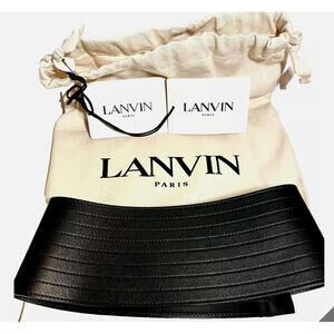 LANVIN AUTHENTIC BRAND NEW WITH TAGS BLACK LEATHER WIDE WAIST BELT SIZE S 70 CM